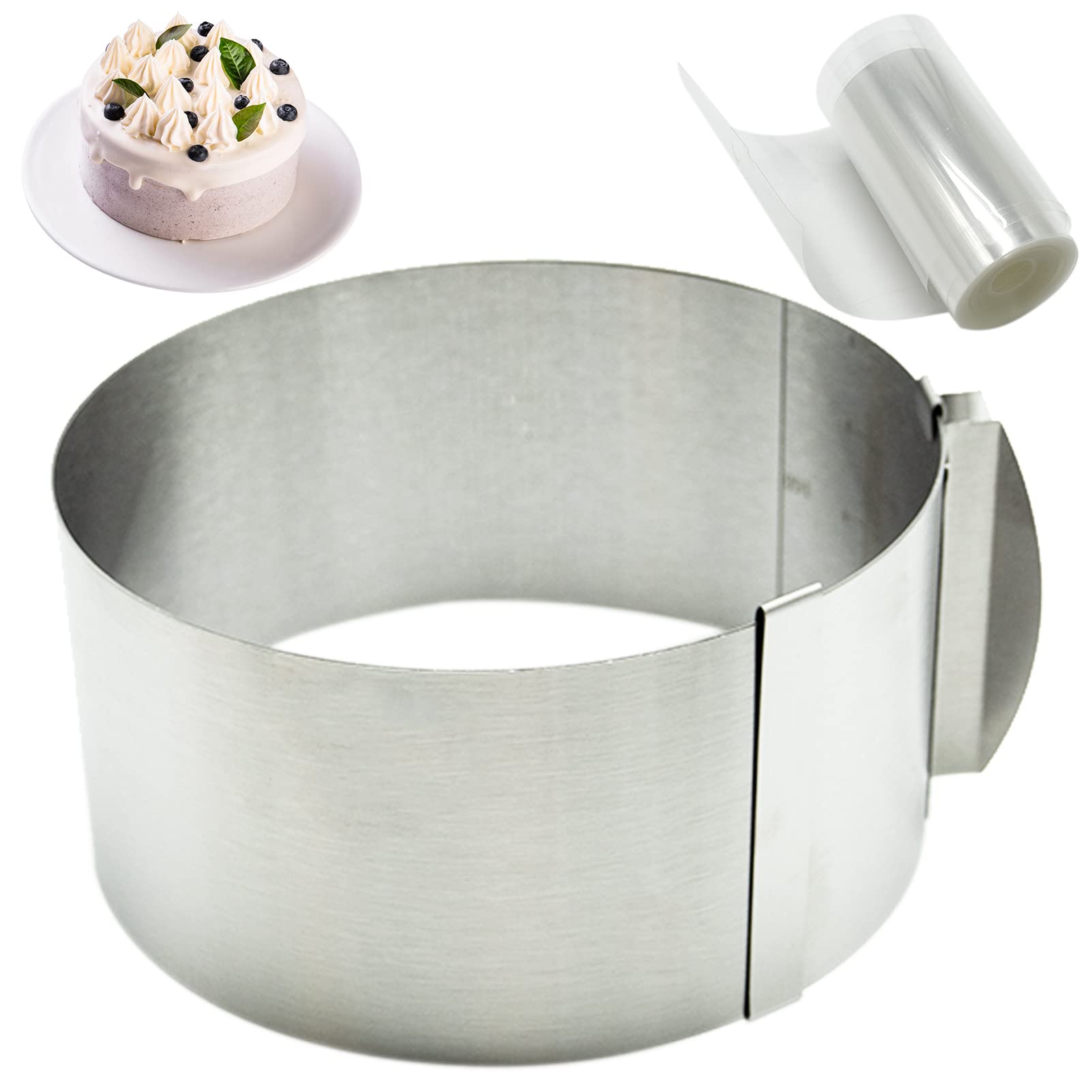 Cake Ring Adjustable 6 to 12 Inch Baking Ring Stainless Steel Mousse Ring for Cooking Crumpets Eggs Pastry Desserts