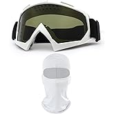 immoono Motorcycle Goggles with Face Mask, Windproof Dirt Bike Racing Ski Goggles Protective Safety Glasses with Balaclava