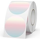 YIKIADA Red Gradient Thermal Labels Vinyl 2 Inch Self-Adhesive Circle Stickers Roll Waterproof Printable Round Decals Name Tag for QR Code DIY Office Address 500 PCS