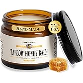 Organic Beef Tallow for Skin - 2OZ (Unscented, Concentrated) — Grass Fed Beef Tallow for face + Body — US-Made Tallow and Honey Balm Moisturizer for Dry & Sensitive Skin, Eczema, Rosacea(No Additives)