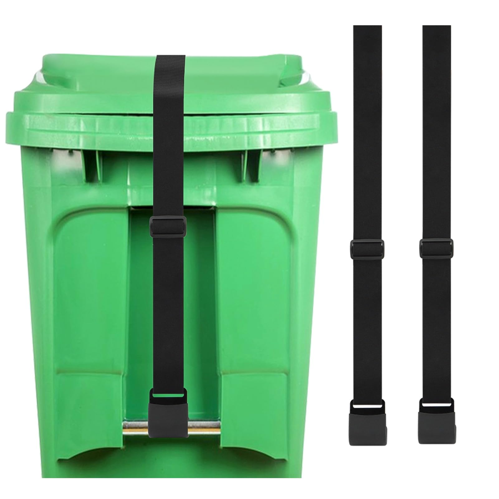 Photo 1 of 2PCS Trash Can Lid Locks,Garbage Can Lock,Universal Trash Can Lock Belt, Garbage Can Locks for Animals, Outdoor Bear Proof Trash Can Strap for Raccoon,Squirrel,Dog, Locking Garbage Can (2, Black)