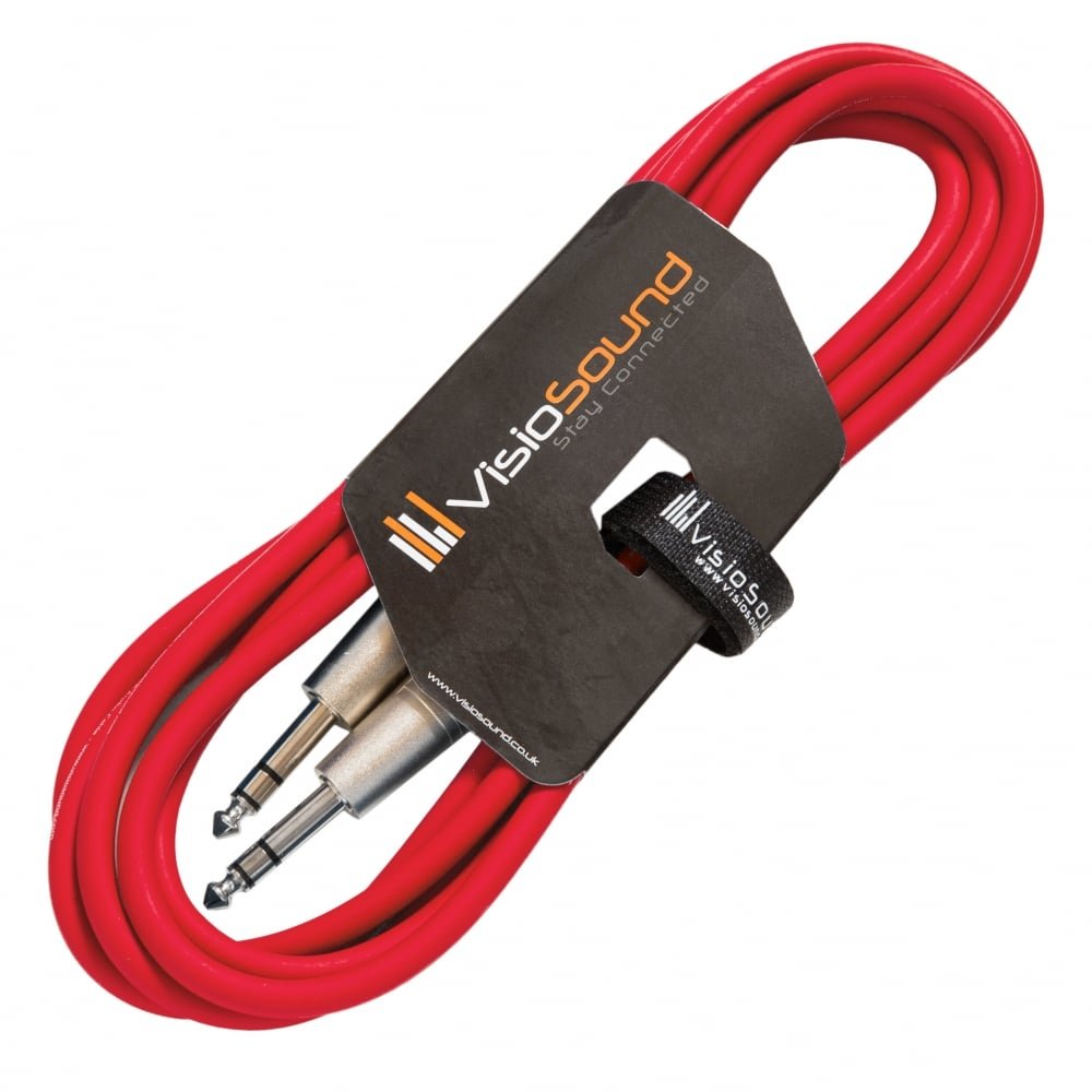 VisioSound 6.35mm 1/4" Stereo TRS Jack to TRS Jack Lead/Balanced Signal Audio Patch Cable 3m Red