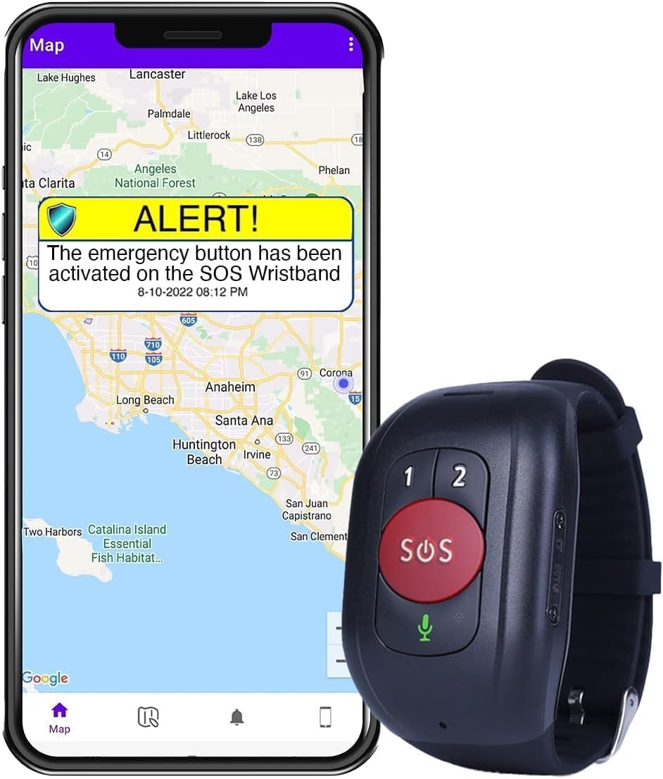 SecuLife SOS Wristband Medical Alert Bracelet – Fall Alert Device for Elderly with Real-Time GPS, SOS Button & Assistive Speakerphone – Medical Alert System for Seniors with Dementia & Alzheimer’s
