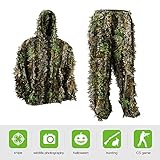 PELLOR Ghillie Suits, 3D Leafy Ghille Suit for Youth Boys, Hooded Hunting Airsoft Camouflage Gillies Suits