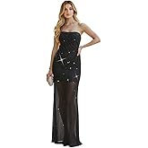 Lxhome Sequin Wedding Dresses for Bride Mini Pearl Beaded Bridal Reception Gowns Sparkly Strapless Formal Prom Dress