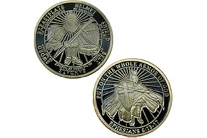 JOYGULLS Put On The Whole Armor of God Black Enamel Challenge Coin Antique Gold