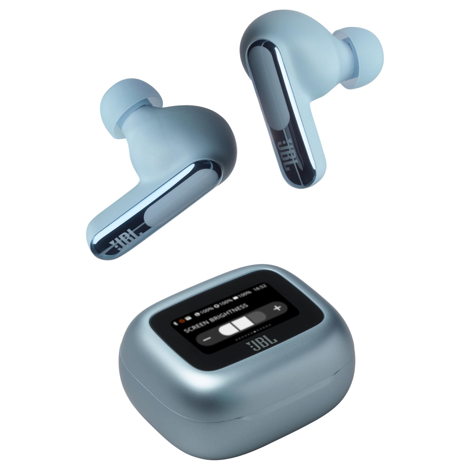 JBL Live Beam 3, Wireless Earbud-Kopfhörer mit Bluetooth, 48 Stunden Akkulaufzeit, True Adaptive Noise Cancelling und hochauflösendem JBL Signature Sound, IP55 wasserfest, mit Ohrstöpseln, Blau