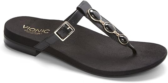 Amazon.com | Vionic Jada Womens Toe-Post Orthotic Sandal Black - 5 | Sandals