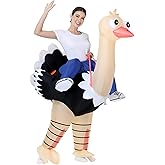 Poptrend Inflatable Ostrich Costume for Adults, Funny Halloween Blow-Up Costume for Men Women Cosplay Party Riding Animals Suit