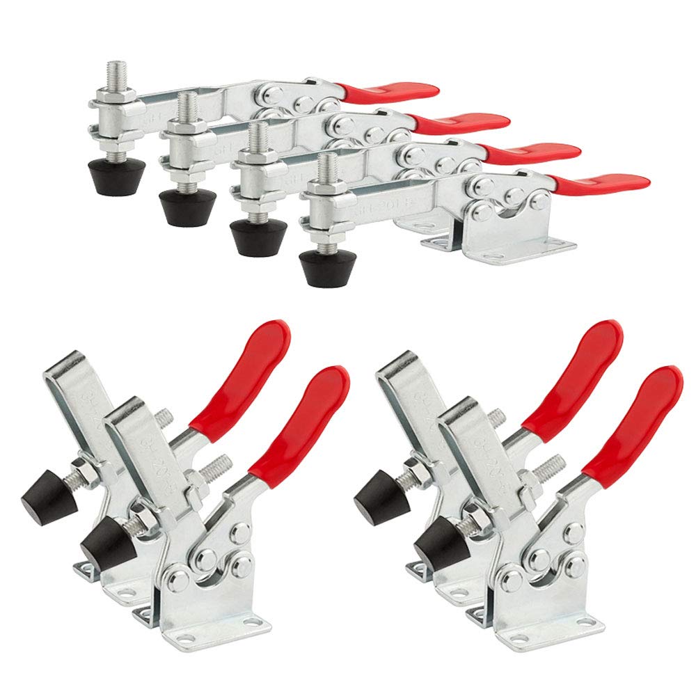 STARVAST 8 Pack 201B Toggle Clamp, 220Lbs Holding Capacity Hand Tool Toggle Clamp, Horizontal Heavy Duty Quick-Release Clamp for Jointer Jig, Smoker Lid, Door and Box Case, Adjustable Clamps Latch