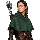 L'VOW Medieval Hooded Cape Renaissance Cowl Short Cape with Hood for Women Men Halloween Cosplay Costume