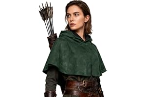 L'VOW Medieval Hooded Cape Renaissance Cowl Short Cape with Hood for Women Men Halloween Cosplay Costume