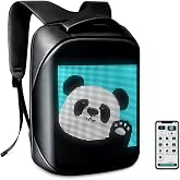 Tesinll Laptop Backpack with Programmable Screen, App Control Led Laptop Backpack, Waterproof Led Bag, Travel, Motorcycle Backpack, Unique Gift for Men or Women,15.6 Inch Laptop (Black)