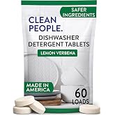 Clean People 100% Plastic-Free Dishwasher Detergent Tablets, 60ct, Lemon Verbena