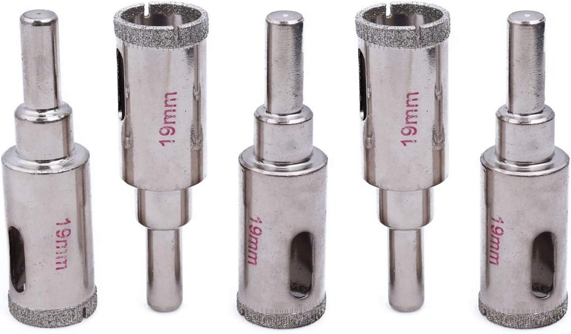 JINGLING 19mm 3/4" Diamond Tile Hole Saw Drill Bits Masonry Tools for Stone Pack of 5Pcs