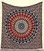 Popular Handicrafts Hippie Mandala Bohemian Psychedelic Intricate Floral Design Indian Bedspread Magical Thinking Tapestry 84x90 Inches,(215x230cms) Blue