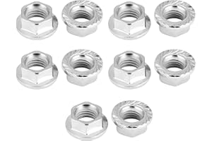 10 M10 x 1.25mm Flange Nuts Pitch Metric Fine Thread Pitch Hexagonal Flange Nuts Serrated Flange Hex Lock Nuts Fastener with 