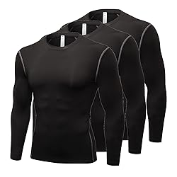 3 Pack Men's Compression Shirts Long Sleeve