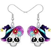 Bonsny Acrylic Drop Dangle Novelty Halloween Skeleton Skull Earrings Punk Jewelry For Women Party Favors Gift