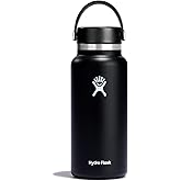 Hydro Flask Water Bottle - Insulated Stainless Steel - Wide Mouth Flex Lid, Non Spill, Leakproof and Refillable in 32 Oz Blac