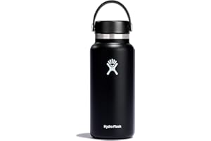 Hydro Flask Water Bottle - Insulated Stainless Steel - Wide Mouth Flex Lid, Non Spill, Leakproof and Refillable in 32 Oz Black