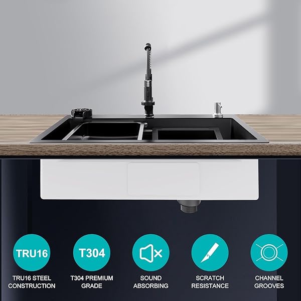 30 X 18 INCH KITCHEN SINK, SINGLE BOWL STAINLESS STEEL SINK MULTIFUNCTIONAL DROP IN SINK WITH PULL-DOWN FAUCET AND MULTIPLE ACCESSORIES (30 * 18 INCH)