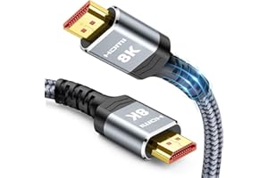 High Speed HDMI Cable 3.3Ft, Braided Nylon Fiber, Ultra HD 8K@60Hz, Compatible with Laptop, Monitor, TV, PC, Gaming Console