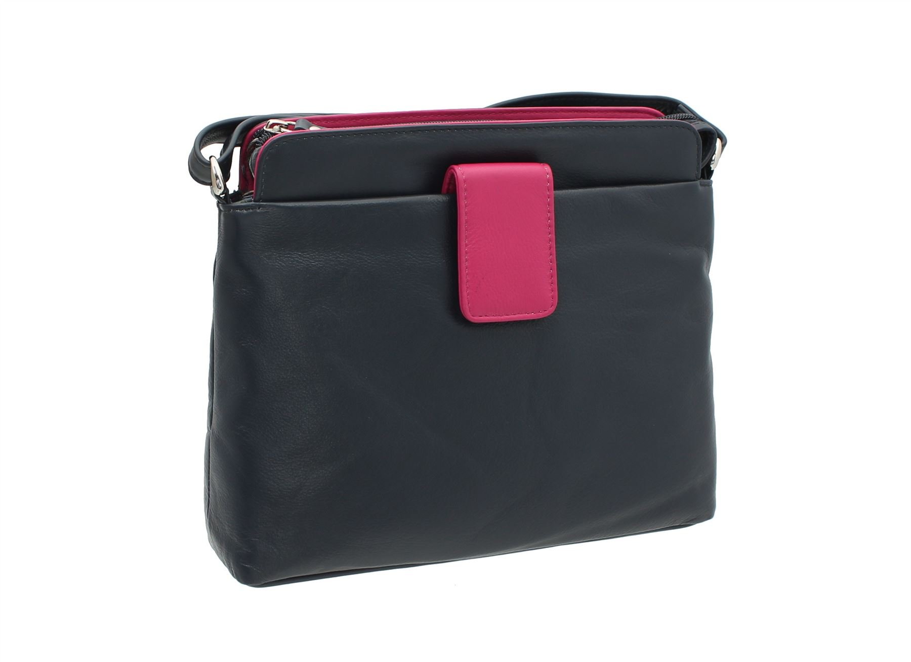 Ashlie Craft Leather Shoulder Bag Style AC8200_ac Navy/Berry