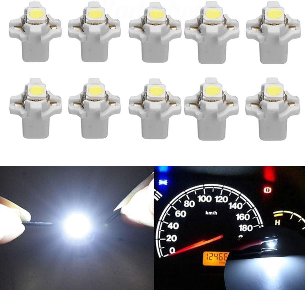 HSUN B8.3D LED Wedge Bulb, SMD5050 Chip 22LM Extremely Bright For Car Auto Dashboard Instrument Reading Gauge Panel Light,10 Packs,6000K White
