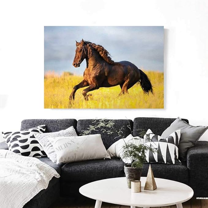 homehot Horses Canvas Wall Art Friesian Horse