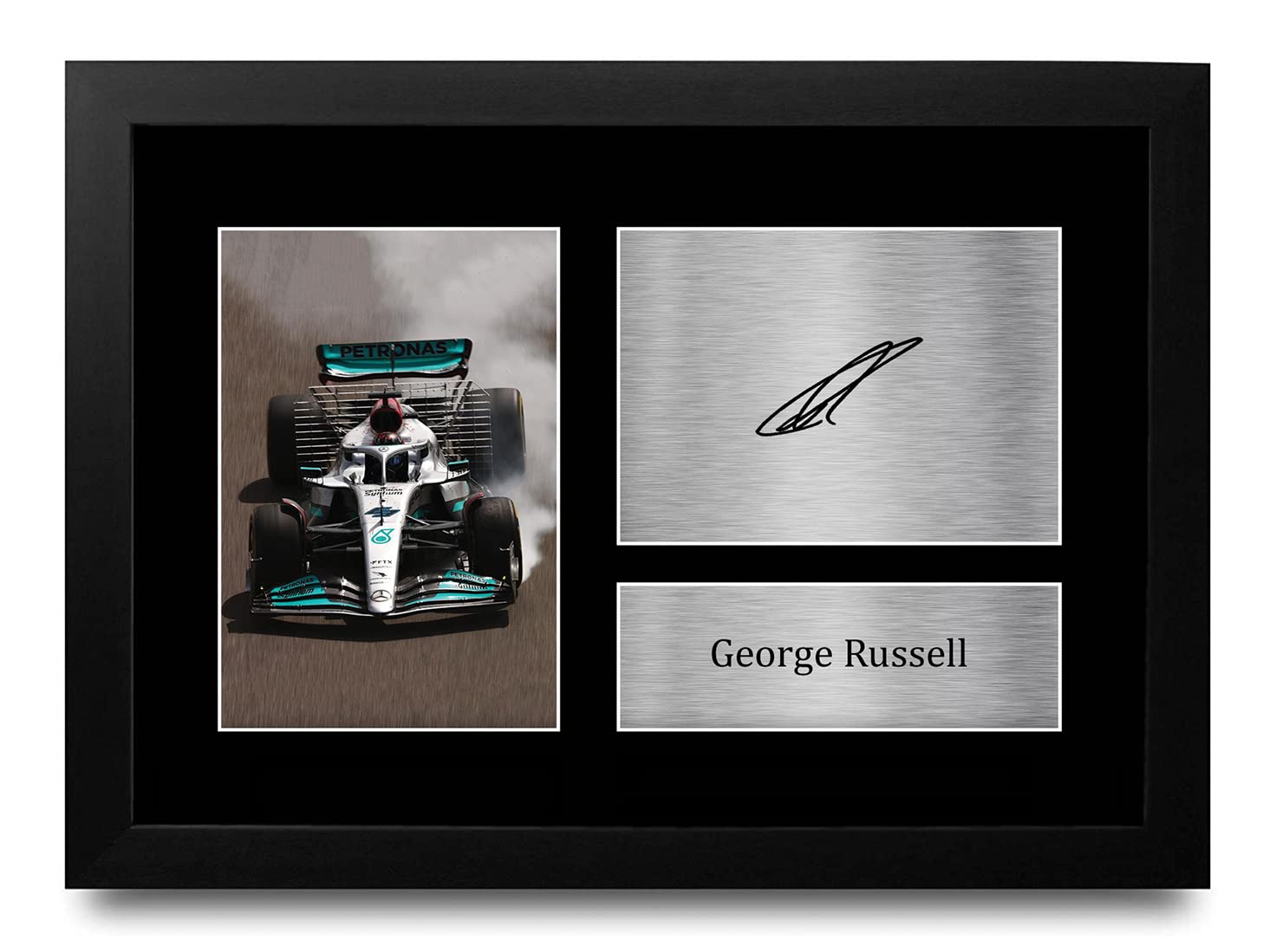 HWC Trading FR A4 George Russell Formula 1 Gifts Printed Signed Autograph Picture for F1 Formula 1 Racing Fans - A4 Framed