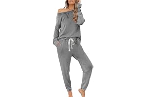 Zilcremo Women Two Piece Outfits Pajamas Set Long Sleeve Pullover Tops and Long Pants Sweatsuits Tracksuits
