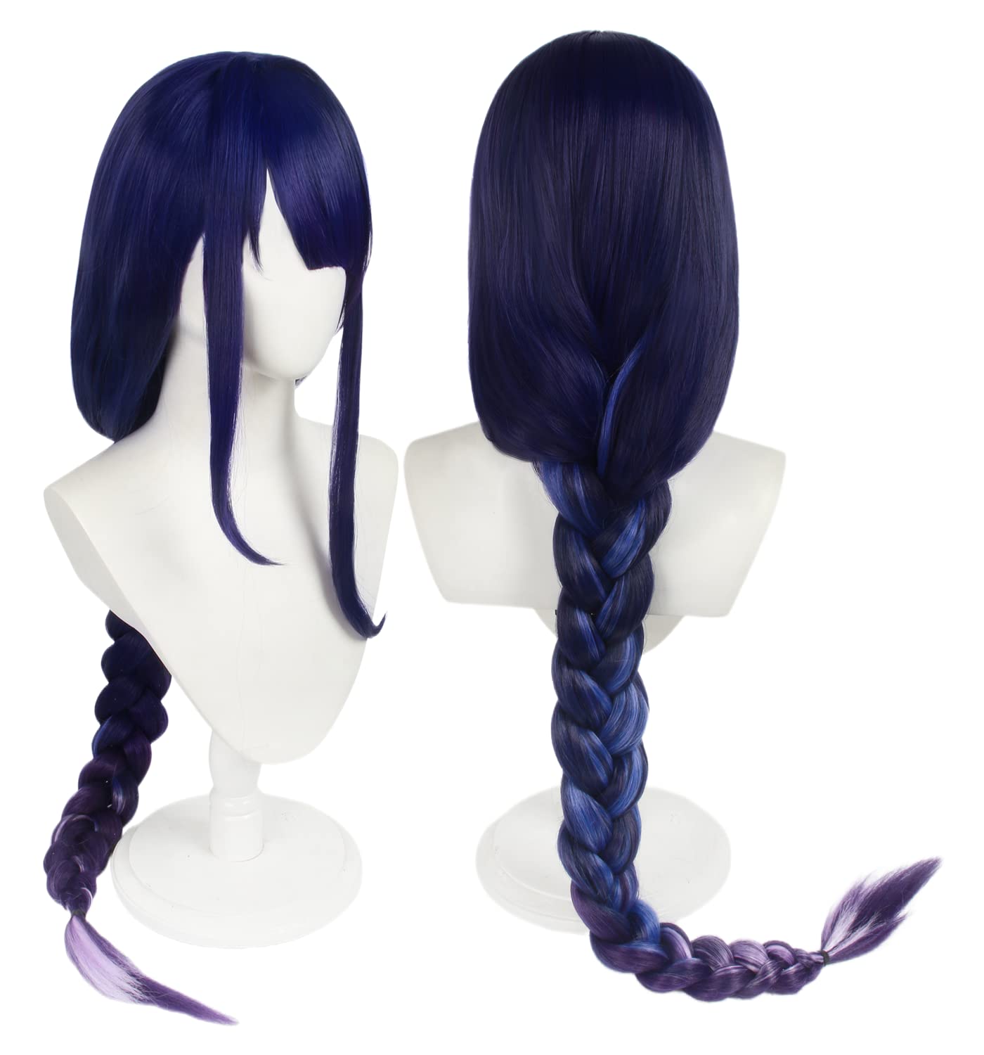 LeMarnia Purple Long Braided Baal Wig with Bangs and Mesh Cap for Raiden Shogun Cosplay Wig Halloween Costume Wigs