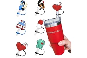 FSDYKNEJ Straw Toppers,10mm Straws Cover for Teacher,6PCS Stanley Straw Caps Cup 40/30 Oz,Dust-Proof Protector Topper Reusable Straw Tip Cover Suited,Stanley Cup Accessories Nurse