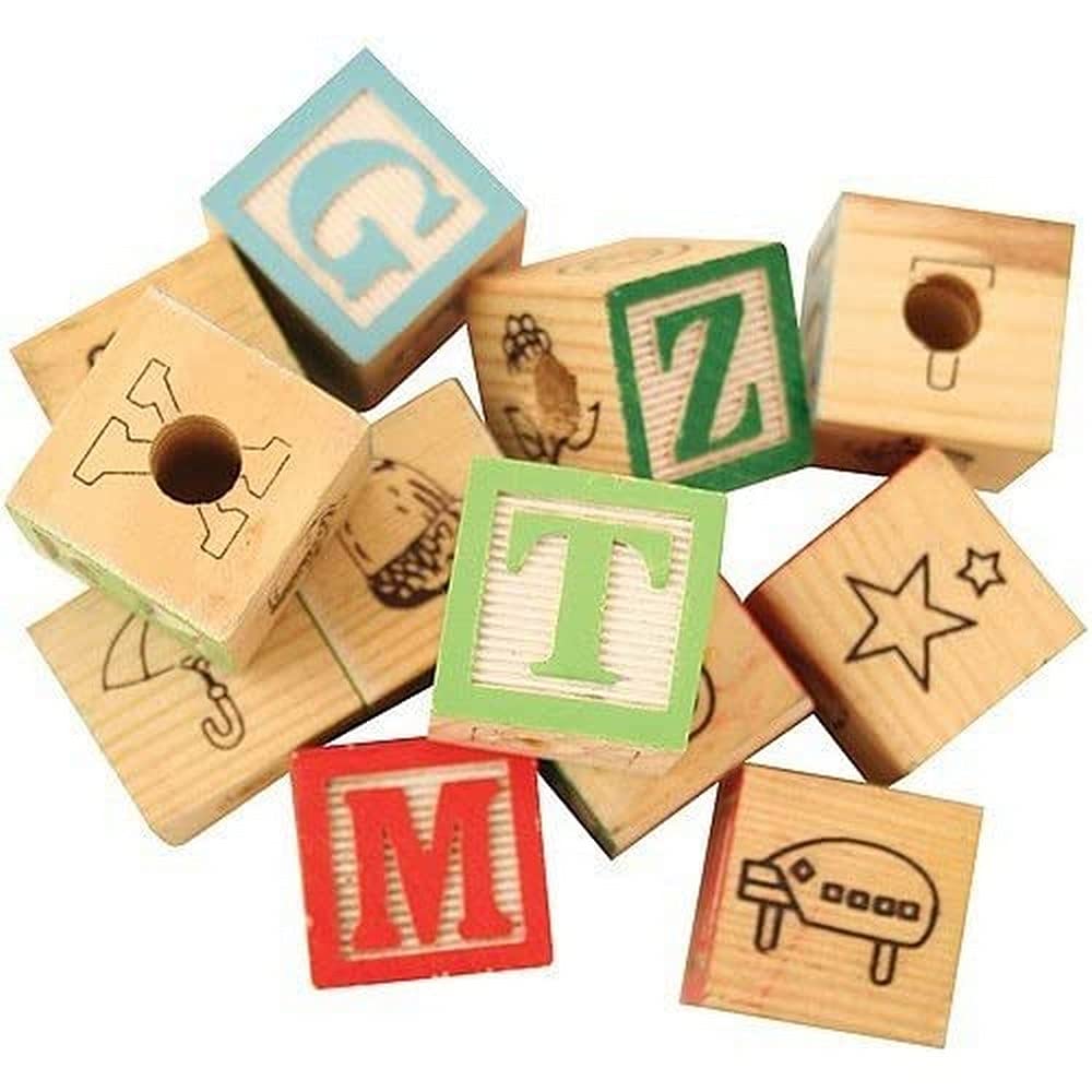 Wooden ABC Blocks - Large - Parrot & Parakeet Toy Parts - 12 Pack