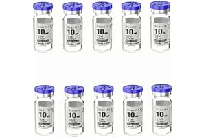 Biocomma 10pcs 10ml Sterile Empty Vial with Plastic Aluminum Flip Off Caps，Penicillin Bottle 20mm Crimp Top Sterile Transparent Borosilicate Lab Sample Vial (Transparent)