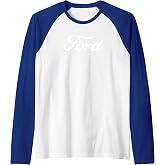 Ford - White Script Logo Raglan Baseball Tee