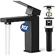 thumbnail image 2 of KES Matte Black Bathroom Faucet - Single Handle Vanity Faucet With Pop Up Drain 2 of 5