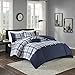 Comfort Spaces Casual Comforter Set Sporty Design, Vibrant Color, Active Lifestyle Boys Bedroom Décor, All Season Soft Microfiber Bedding Set, Decorative Pillow, Sham Blue Plaid Queen 4 Piece