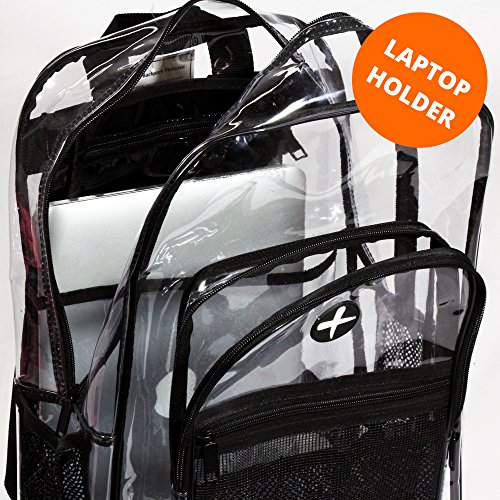 Large Clear Plastic Backpack (17") Heavy Duty, Water Resistant