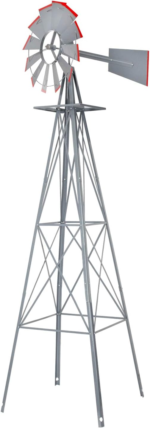Amazon Com Fullwatt 8ft Ornamental Windmill Yard Garden Decoration Weather Vane Backyard Windmill With Red Tips Metal Windmill For Yard Weather Resistant Grey Amazon Com Fullwatt 8ft Ornamental Windmill Yard Garden Decoration Weather Vane Backyard Windmill With Red Tips Metal Windmill For Yard Weather Resistant Grey