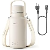 Felizbebe 33.8 Oz/1000mL Portable Electric Kettle,304 Stainless Steel Travel Kettle Electric,4 Temp Settings with Holding Heat,600W Fast Boiling Water with Auto Shut-Off and Boil Dry Protection