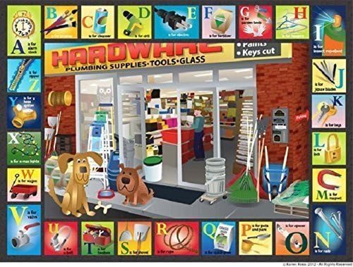 Kids Hardware Store Alphabet Placemat (ABCs) Learn the Alphabet &amp; Write and Draw on the laminated back of this curved edge colorful children's playmat! 11.5" x 17.5