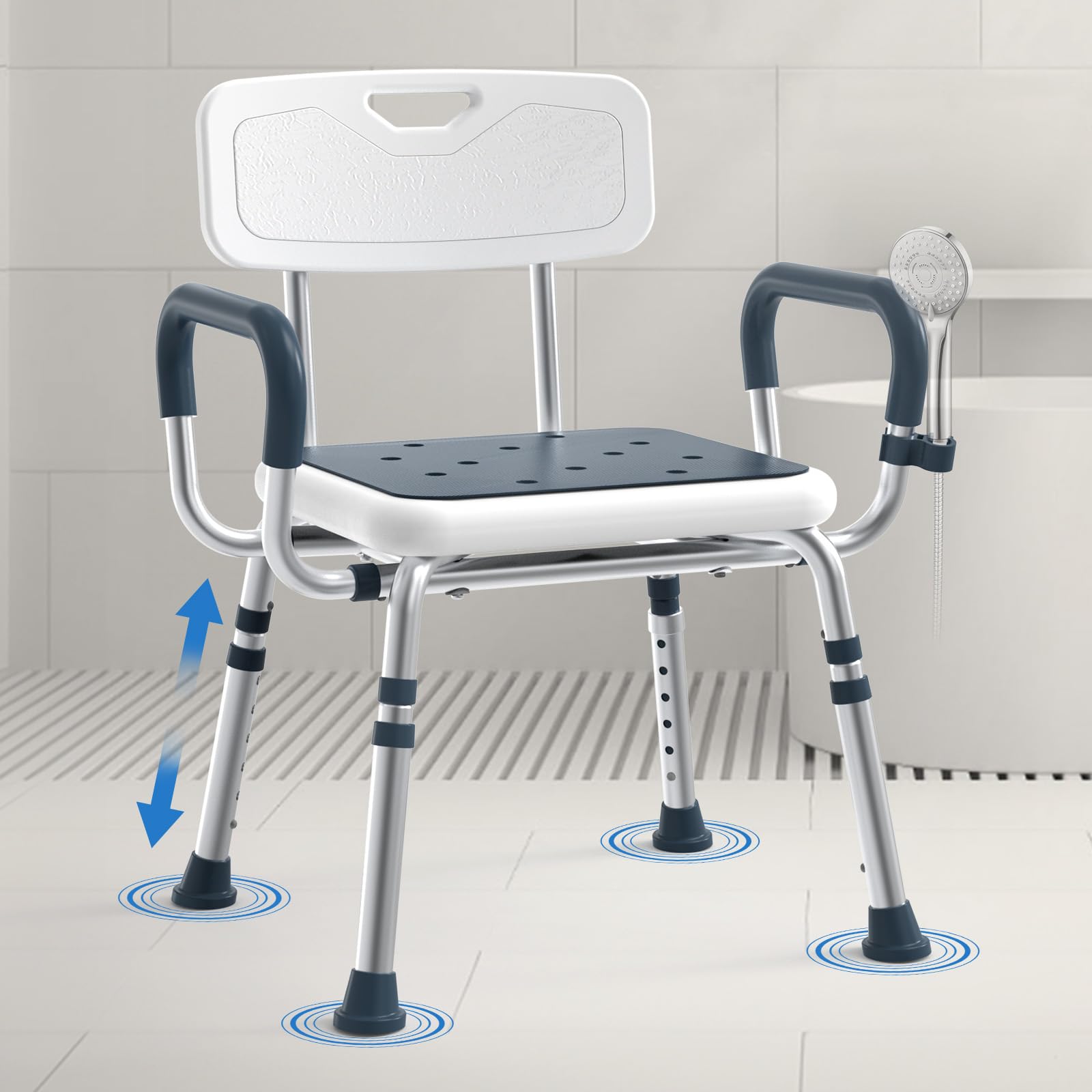 Photo 1 of **SCRATCHES**Shower Chair for Seniors with Arms and Back, HSA/FSA Eligible, Shower Seats for Adults Inside Shower, Enhance Non-Slip Feet Shower Chairs for Elderly and Disabled, Bath Chairs for Seniors for Bathtub
