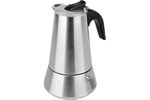 Solazzia 6 Cup Stovetop Espresso Maker Matte Stainless Steel Moka Pot Italian and Cuban Mocha Coffee Maker, Compatible with Gas, Electric, Ceramic, and Induction stovetops(10 fl oz/300 ml)