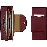 carrotez All-in-One Long Bifold 2-Tier PU Leather Wallet for Women, Money Organizer for Travel, Budgeting, Cash Envelope Wallet for Carrying Cash, Credit Cards & Business Cards - Burgundy