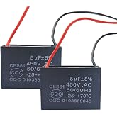 CBB61 Ceiling Fan Capacitor 2 Wire 5uf Compatible with 400/350/300/250VAC Fan Capacitor 50/60Hz CBB61-5（2 Pack）