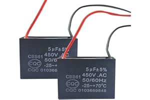 GENERIC CBB61 Ceiling Fan Capacitor 2 Wire 5uf Compatible with 400/350/300/250VAC Fan Capacitor 50/60Hz CBB61-5（2 Pack）
