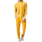 KISSQIQI Men's 2 Pieces Full Zip Tracksuits Golden Velvet Sport Suits Casual Outfits Jacket & Pants Fitness Tracksuit Set