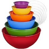 Greentainer Plastic Mixing Bowls with Lids Set for Kitchen, Nesting Bowls for Mixing, Baking, Prepping, Cooking and Serving Food, Mixing Bowls Dishwasher, Microwave Safe (Red)